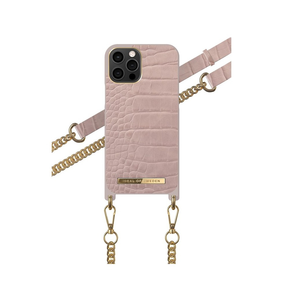 Image of iDeal of Sweden - iPhone 12 Pro Max Necklace Case Hardcase Hülle + Handykette (IDNCSS20-I2067-211) - Misty Rose Croco bei Apfelkiste.ch