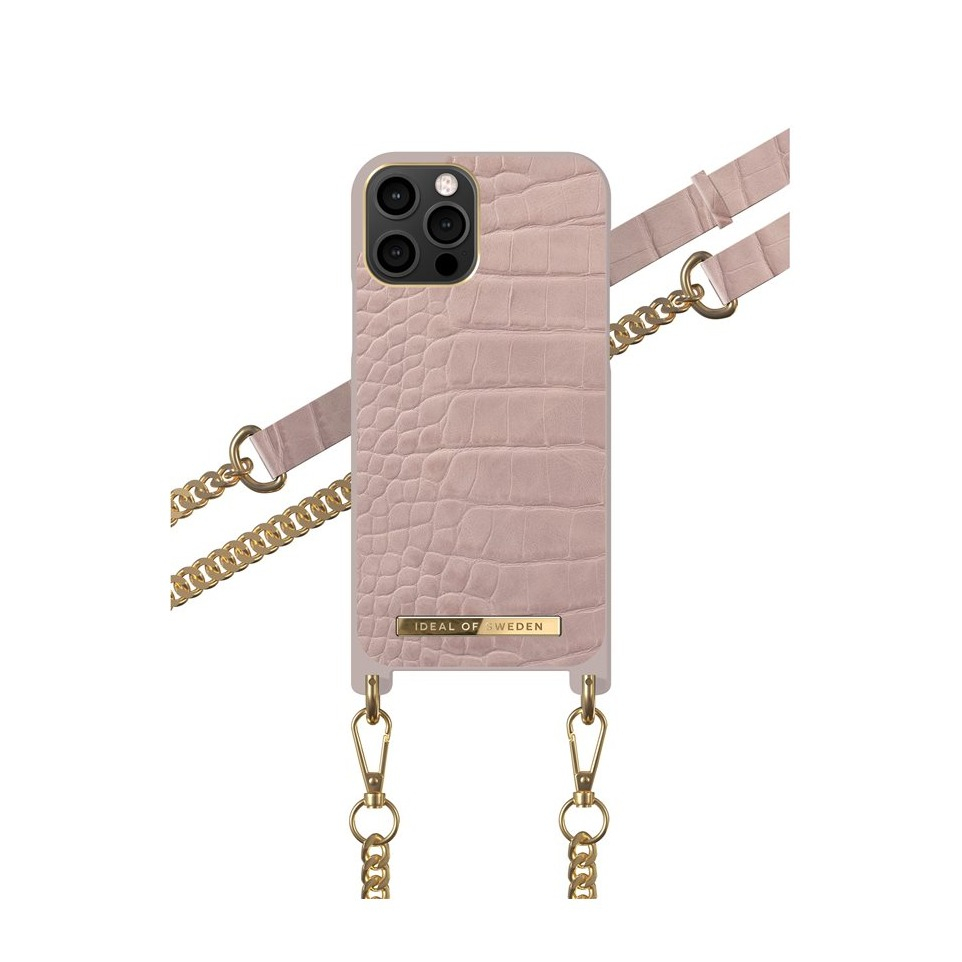 Image of iDeal of Sweden - iPhone 12 / iPhone 12 Pro Necklace Case Hardcase Hülle + Handykette (IDNCSS20-I2061-211) - Misty Rose Croco bei Apfelkiste.ch