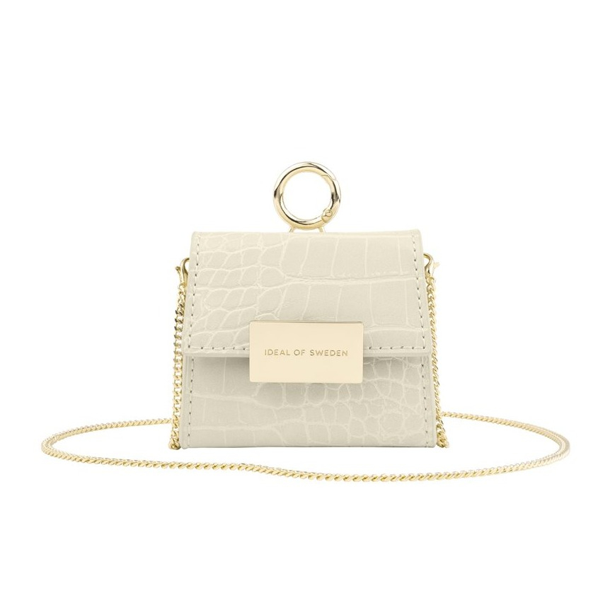 Image of iDeal of Sweden - Apple AirPods / AirPods Pro Necklace Vegane Mini Leder Tasche Schutzhülle Grace mit Panzerkette (IDGAPBSS21-275) - Cream Beige Coco bei Apfelkiste.ch
