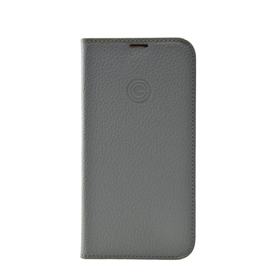 Image of Mike Galeli - iPhone 13 Pro Echtleder Book Case Tasche Flip Cover Hand Made (MARCIP13PRO-M06) - Grau bei Apfelkiste.ch