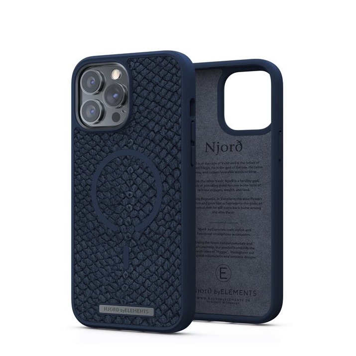 Image of Njord by Elements - iPhone 13 Pro Max MagSafe Lachsleder Hülle (SL14161) - Dunkelblau bei Apfelkiste.ch