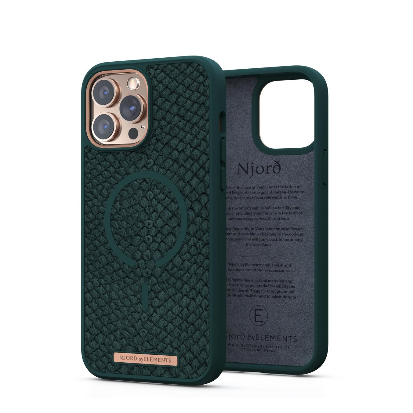 Image of Njord by Elements - iPhone 13 Pro Max MagSafe Lachsleder Hülle (SL14162) - Dunkelgrün bei Apfelkiste.ch