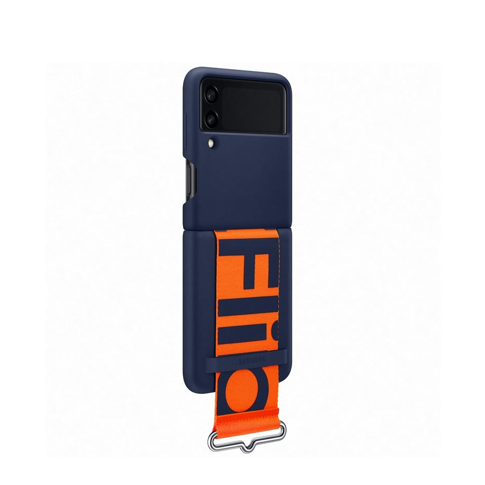 Image of Samsung - Galaxy Z Flip3 5G Silikon Strap Cover Hülle mit Riemen (EF-GF711TNEGWW) - Blau / Orange bei Apfelkiste.ch