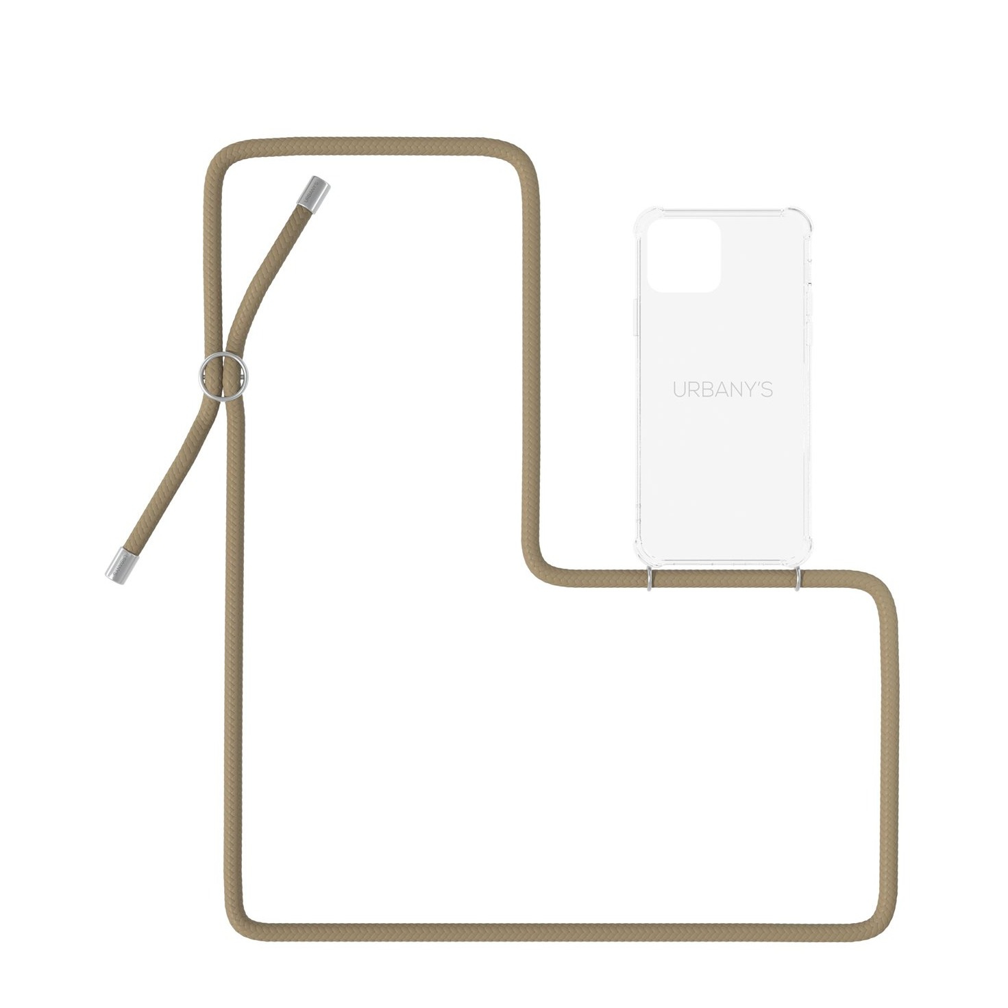 Image of Urbany's - (130cm) iPhone 11 Beach Beauty Necklace Hybrid Hülle Air Cushion Fallschutz + Handykette (PN-TS-I11-BEBS) - Transparent / Braun bei Apfelkiste.ch