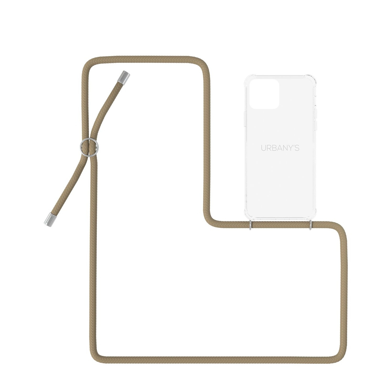 Image of Urbany's - (130cm) iPhone 11 Pro Beach Beauty Necklace Hybrid Hülle Air Cushion Fallschutz + Handykette (PN-TS-I11P-BEBS) - Transparent / Beige bei Apfelkiste.ch