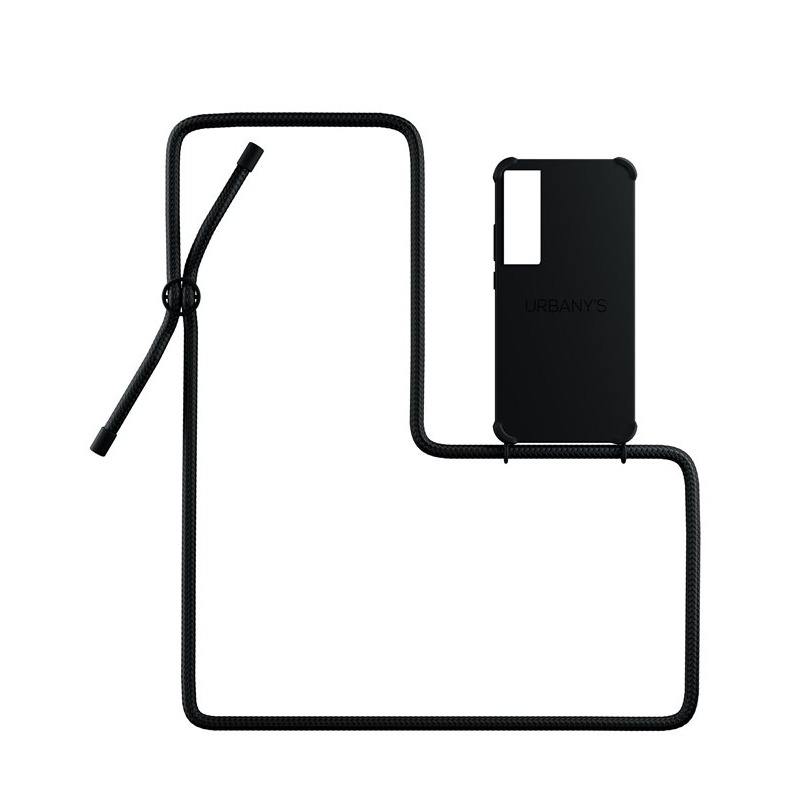 Image of Urbany's - (130cm) Samsung Galaxy S21 5G All Black Necklace Hybrid Hülle Air Cushion Fallschutz + Handykette (PN-ABB-SS21-ABB) - Schwarz bei Apfelkiste.ch