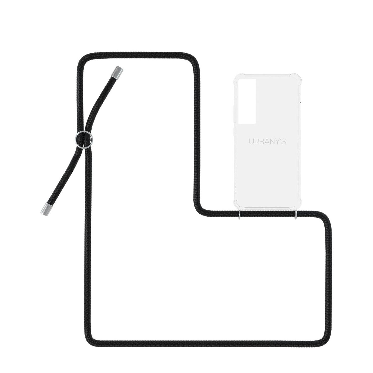 Image of Urbany's - (130cm) Samsung Galaxy S21 5G Night Owl Necklace Hybrid Hülle Air Cushion Fallschutz + Handykette (PN-TS-SS21-NOS) - Transparent / Schwarz bei Apfelkiste.ch