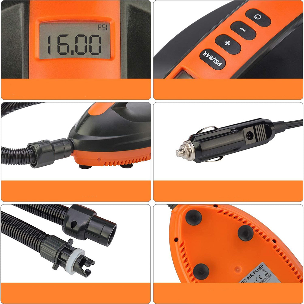 LUBAKED SUP Pumpe Elektrisch – 20 PSI Hochdruck, 12V, Auto-Off, Mit 7 Düsen | Für Stand Up Paddle Boards, Schlauchboote