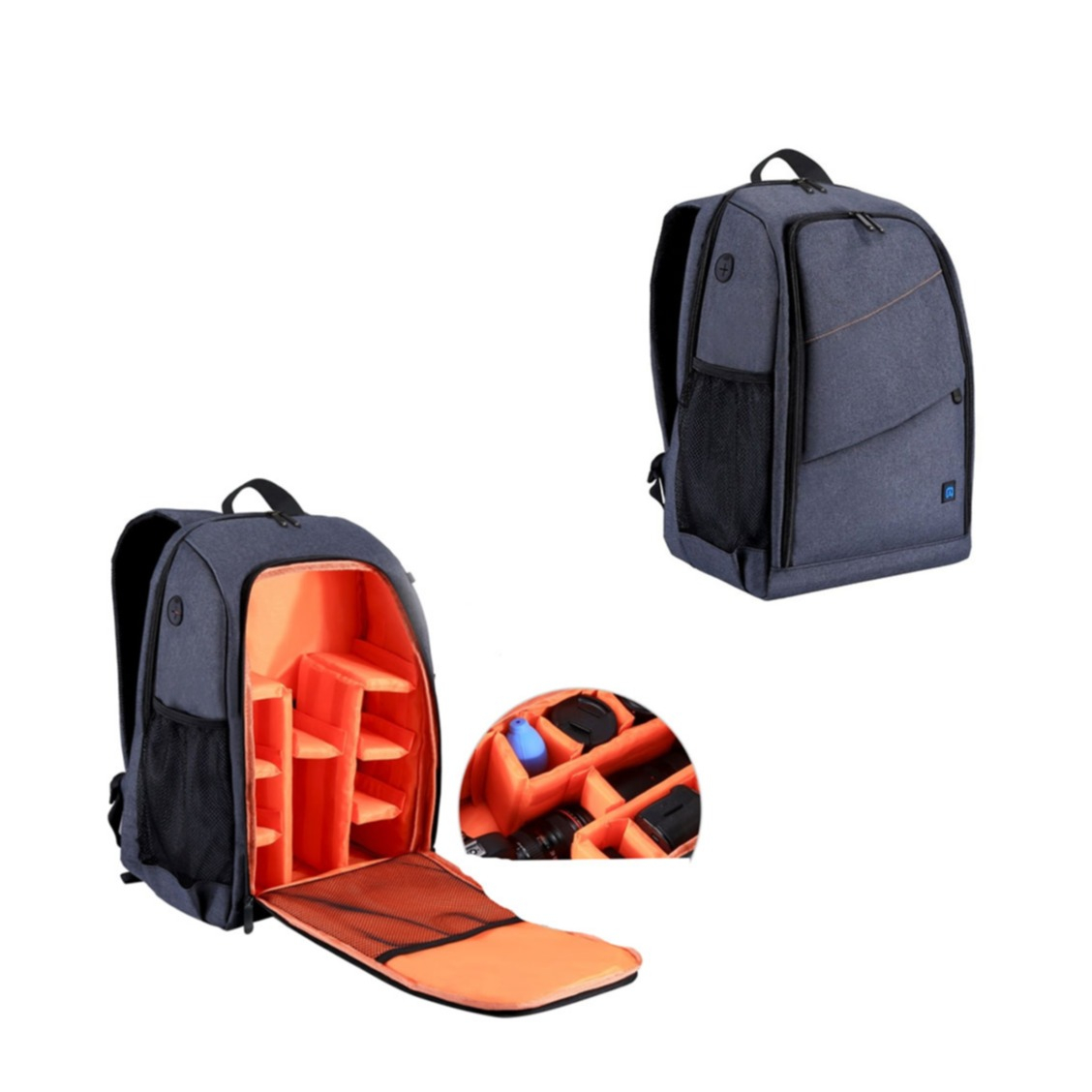 Image of Puluz - (30x45cm) Spritzwasserfester DSLR Foto Kamera Profi Rucksack Aufbewahrungs Tasche Spiegelreflexkameras + Regenschutz - Blau / Grau bei Apfelkiste.ch