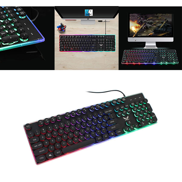 Image of Beleuchtete Punk Style Gaming USB Tastatur mit Hintergrundbeleuchtung (QWERTY) - Schwarz bei Apfelkiste.ch