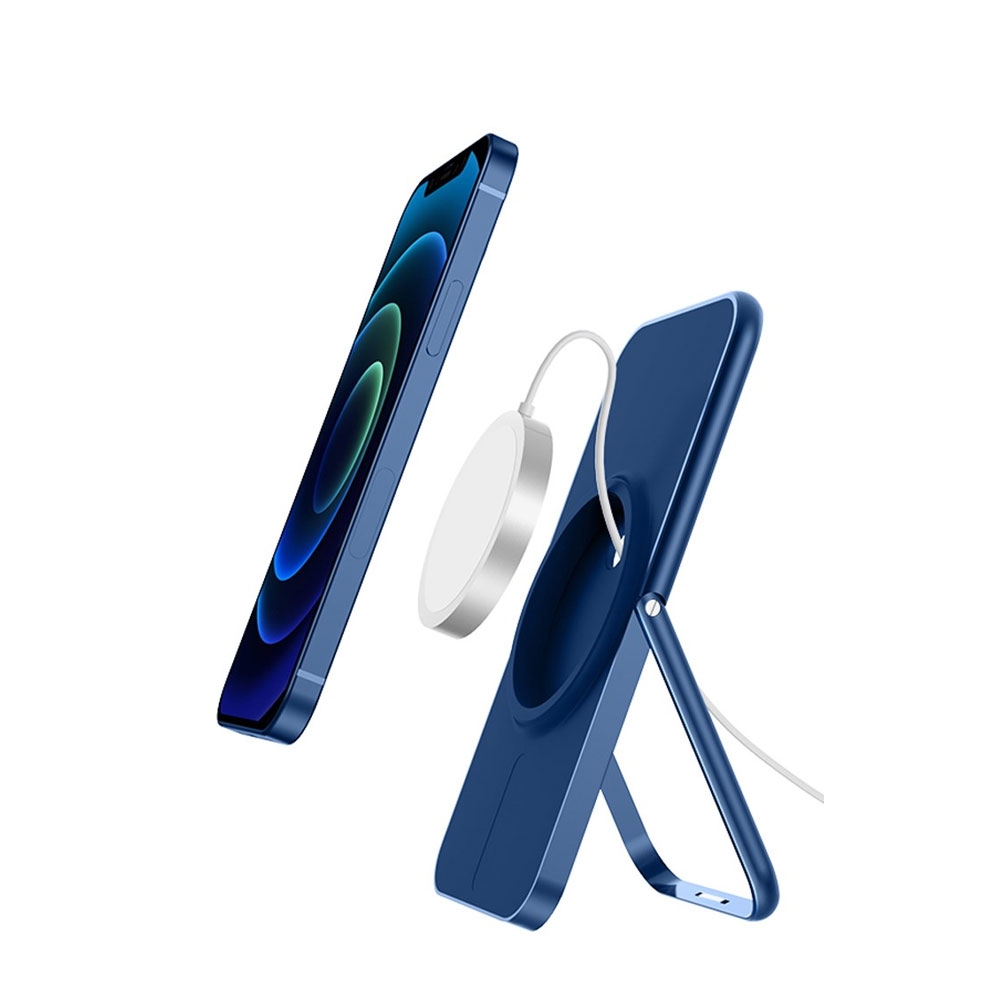 Image of Faltbare MagSafe Charger Qi Wireless Desktop Ladehalterung aus Aluminium - Blau bei Apfelkiste.ch