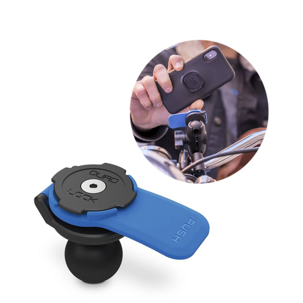 Image of Quad Lock - 1" Ball Adapter Mount Universal Motorrad / Velo Gelenk Arm Halterung mit Sicherungsverschluss (QLM-BAL) - Schwarz / Blau bei Apfelkiste.ch