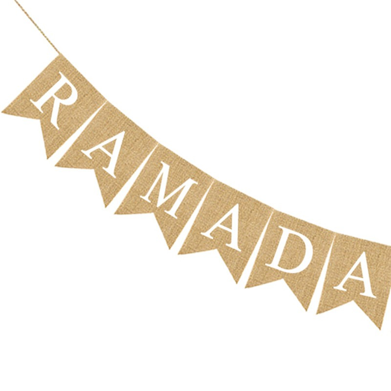 Jute Ramadan Banner – Eid Mubarak Dekoration Mit Stern & Mond, Für Zuhause, Kamin, Party, 20x15 Cm