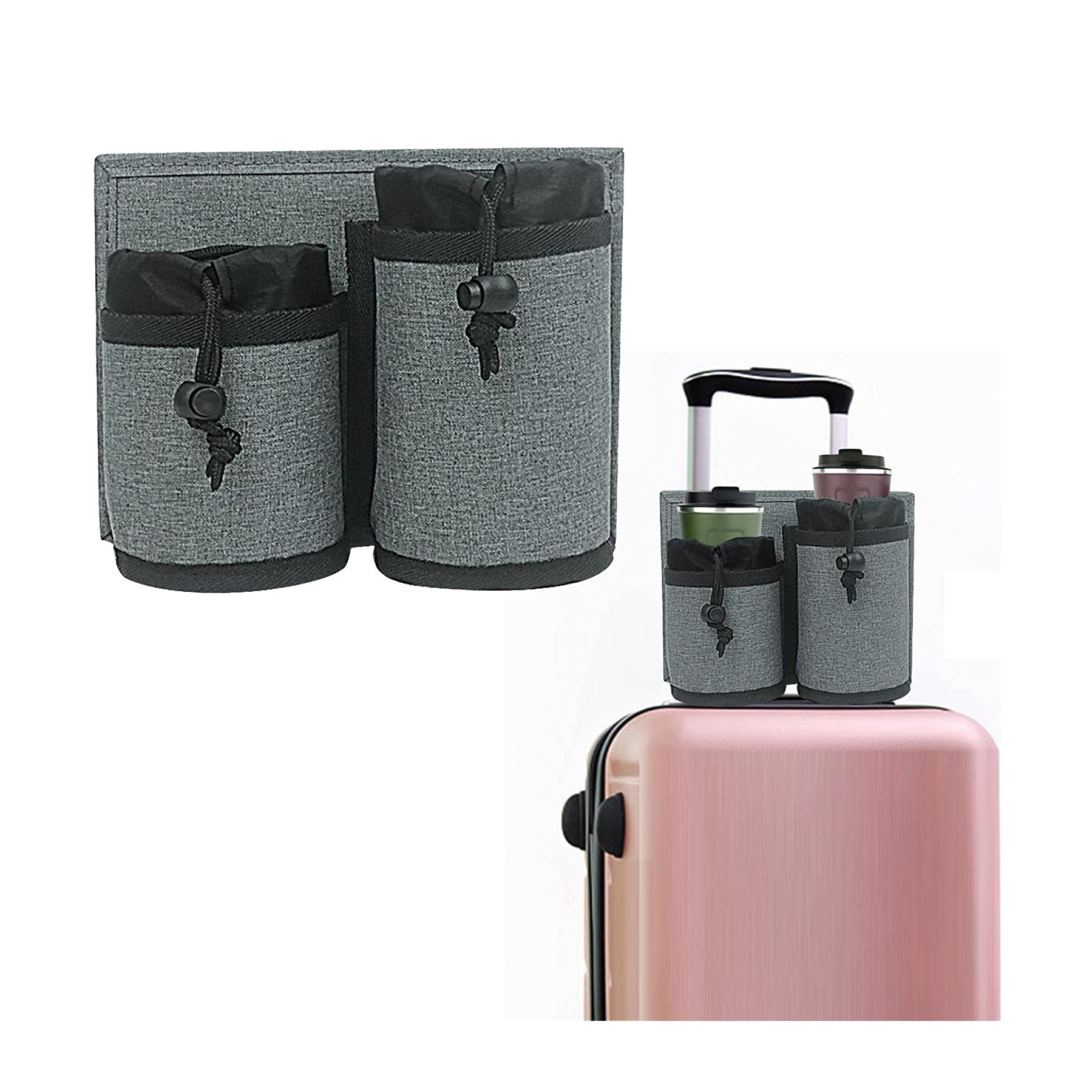 Image of Reise Koffer Getränke Halterung Trolley Organizer mit Zugverschluss - Dunkelgrau bei Apfelkiste.ch