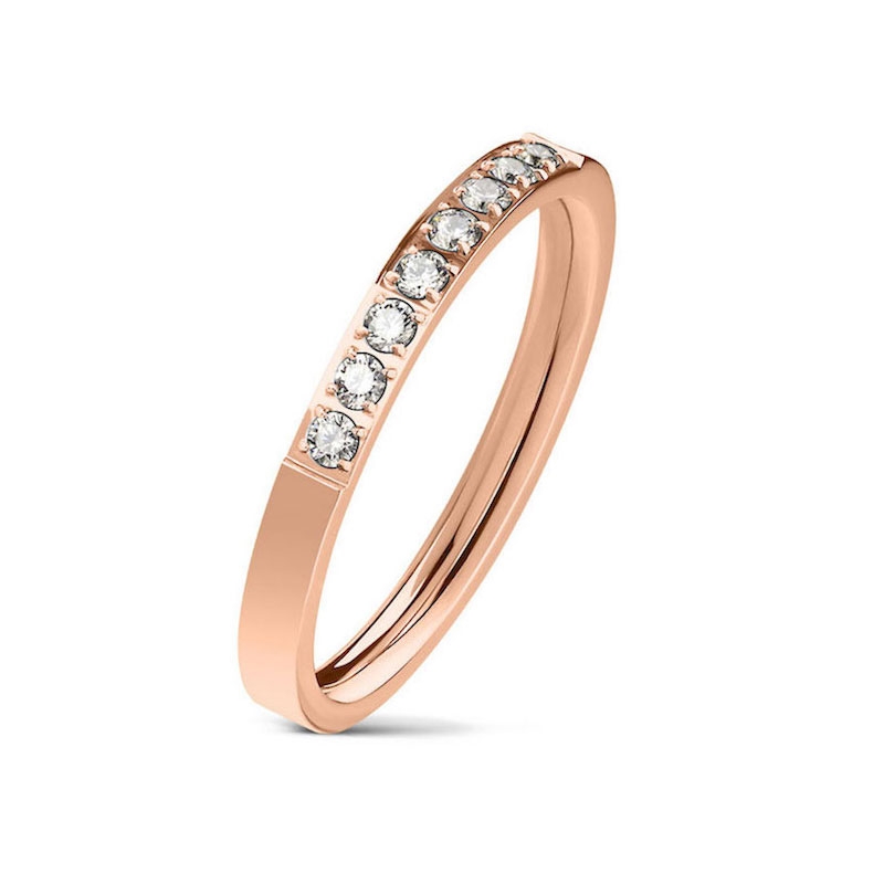 Image of (Gr. 56) Damen Fingerring mit Strasssteinen - Roségold bei Apfelkiste.ch