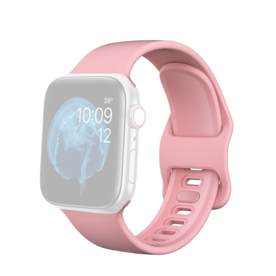 Image of Apple Watch (41/40/38 mm) Ersatz Silikon Sport Armband (Gelenkumfang: 165-210mm) - Rosa bei Apfelkiste.ch