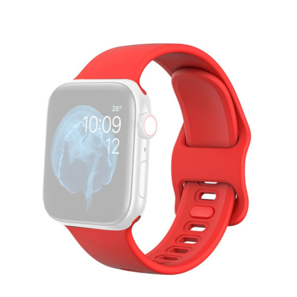 Image of Apple Watch (41/40/38 mm) Ersatz Silikon Sport Armband (Gelenkumfang: 165-210mm) - Rot bei Apfelkiste.ch