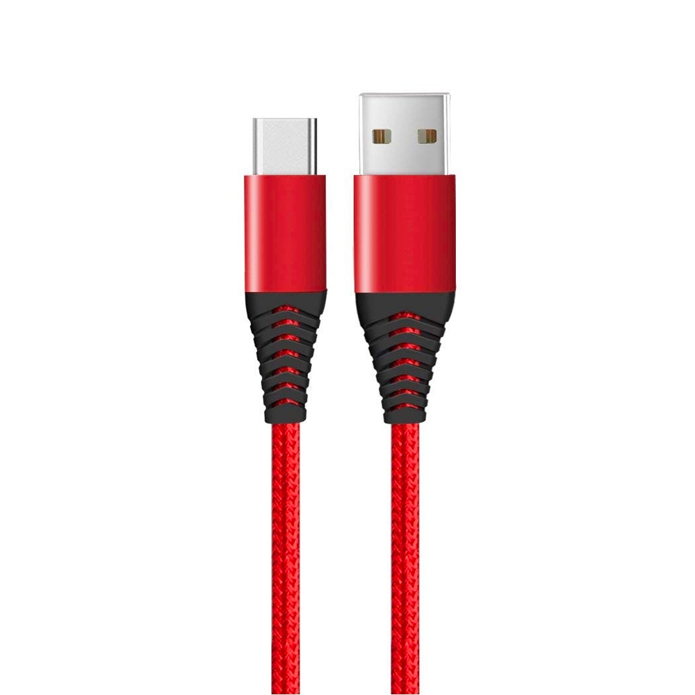 Image of (1.2m / 3A) Robustes USB auf USB C Ladekabel Datenkabel Nylon - Rot bei Apfelkiste.ch