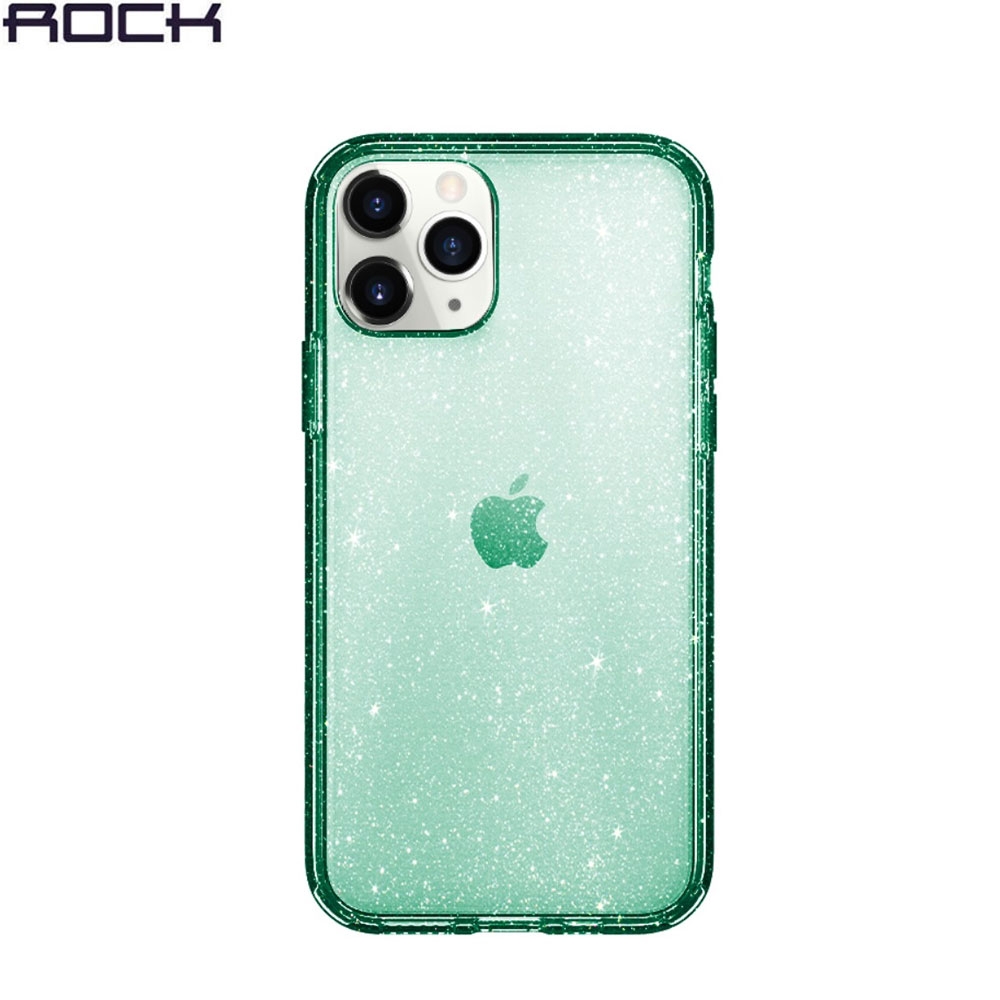iPhone 11 Pro Max Hybrid Hardcase Schutzhülle Air Cushion Fallschutz Glitzer Design - Grün / Transparent
