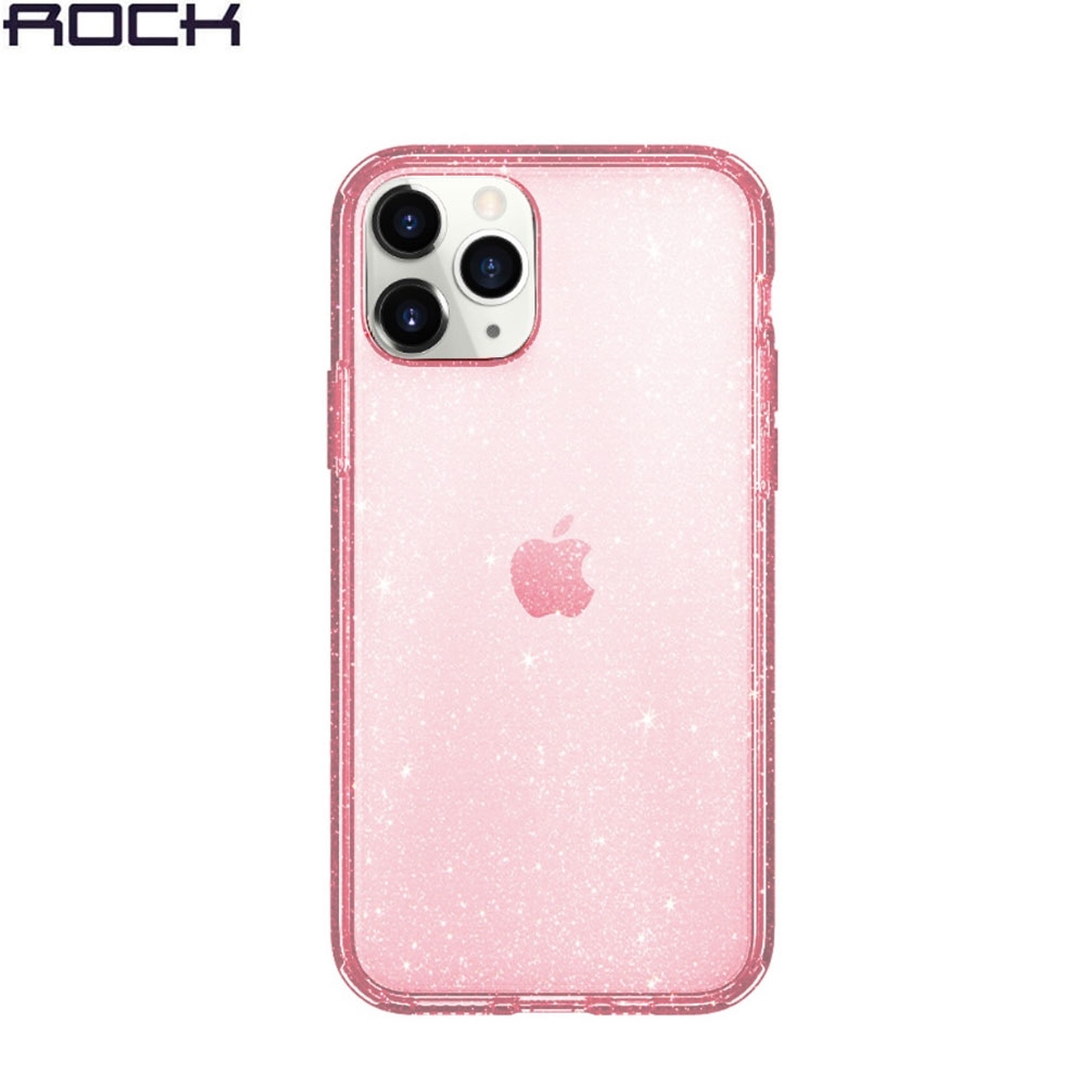 iPhone 11 Pro Max Hybrid Hardcase Schutzhülle Air Cushion Fallschutz Glitzer Design - Rosa / Transparent