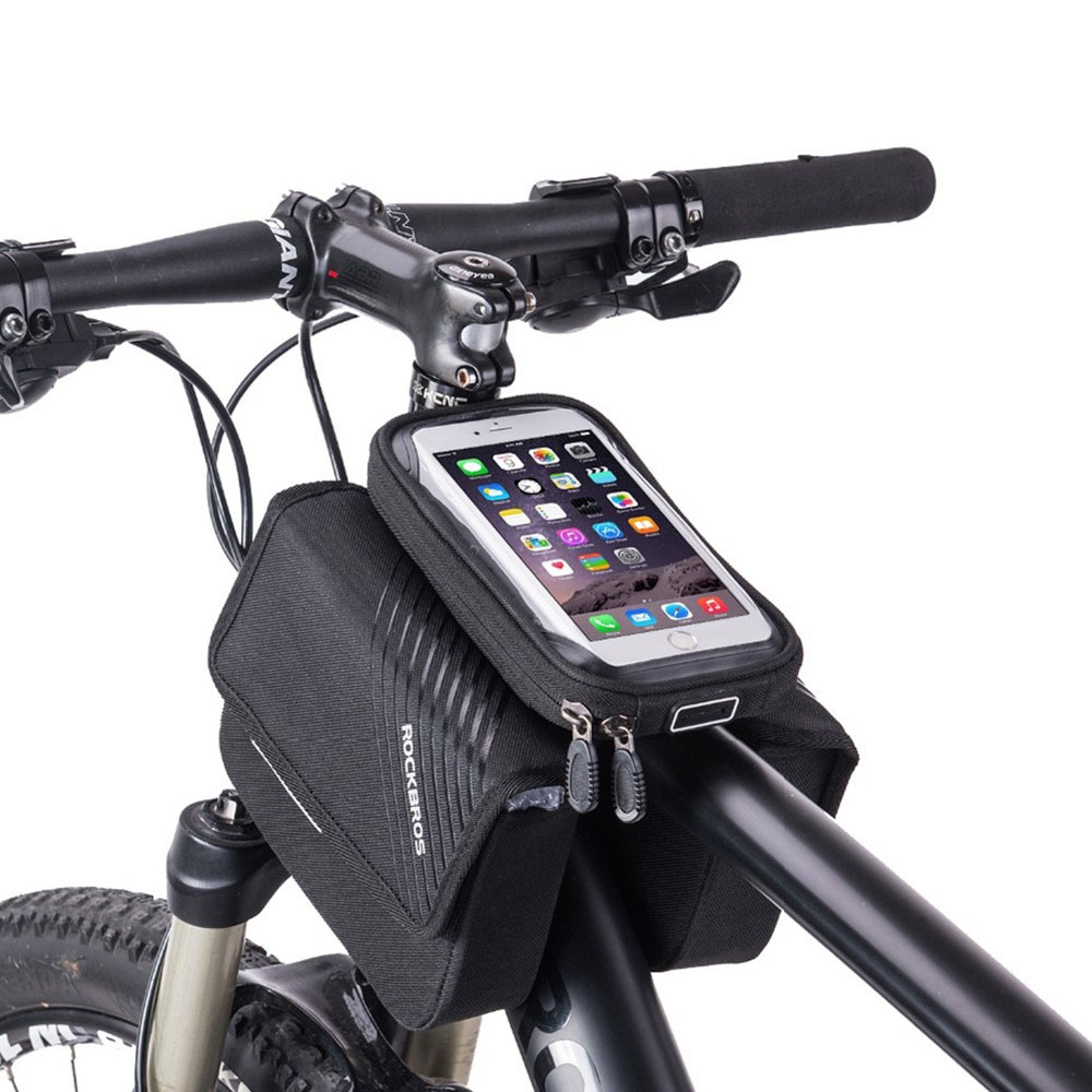 Image of RockBros - Universal Fahrrad Velo Smartphone Tasche für den Fahrrad Rahmen (6") - Schwarz bei Apfelkiste.ch