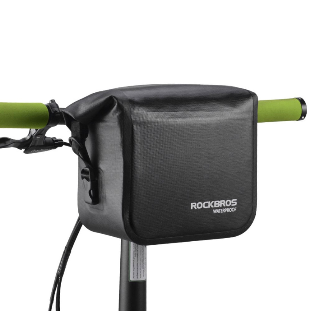 Image of RockBros - (3L) 220x180mm Spritzwasserfeste Universal Fahrrad Velo Smartphone Tasche für die Lenkstange mit Schultergurt - Schwarz bei Apfelkiste.ch