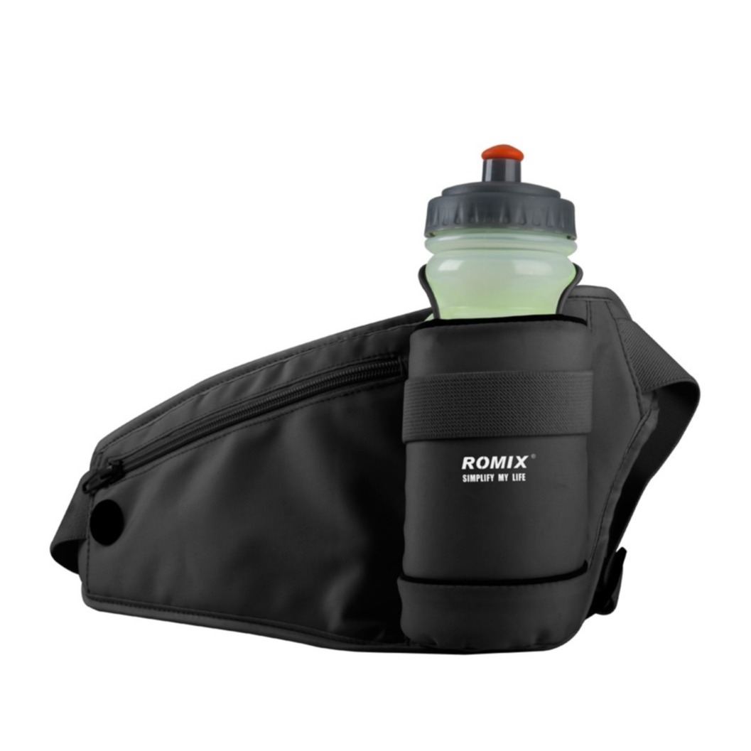 Image of Romix - Bauchgürtel Sport Gurt Tasche mit Getränkehalter (Spritzwassergeschützt) - Schwarz bei Apfelkiste.ch