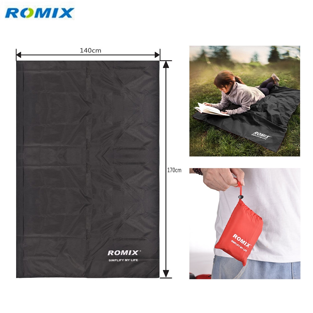 Ultraleichte Faltbare Outdoor Picknickdecke Stranddecke (170x140cm / 152g) - Schwarz