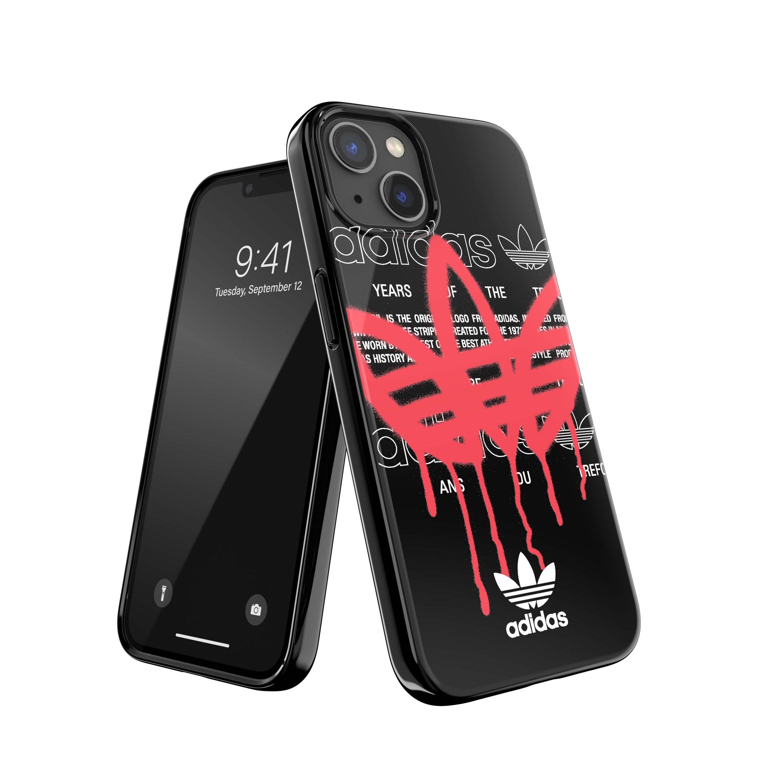 Image of adidas Originals - iPhone 13 Snap Case Trefoil Gummi Hülle Summer Graffiti (49292) - Schwarz / Rot bei Apfelkiste.ch
