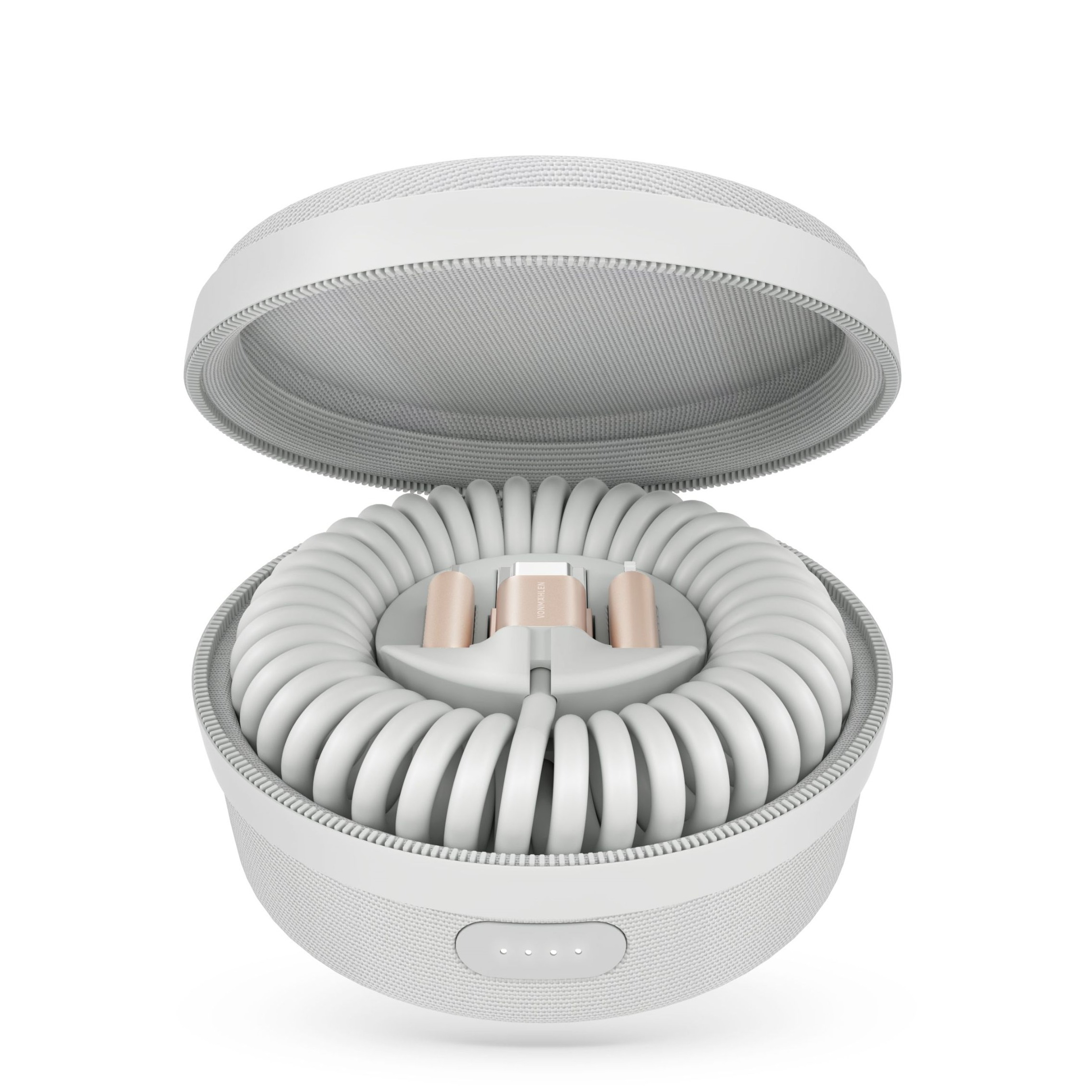 Image of Vonmählen - Allroundo® (MFi / 1.2m) 4000mAh All in One Power Bank + 6in1 USB C / USB A Ladekabel Spiralkabel (R014P0005) - Grau bei Apfelkiste.ch