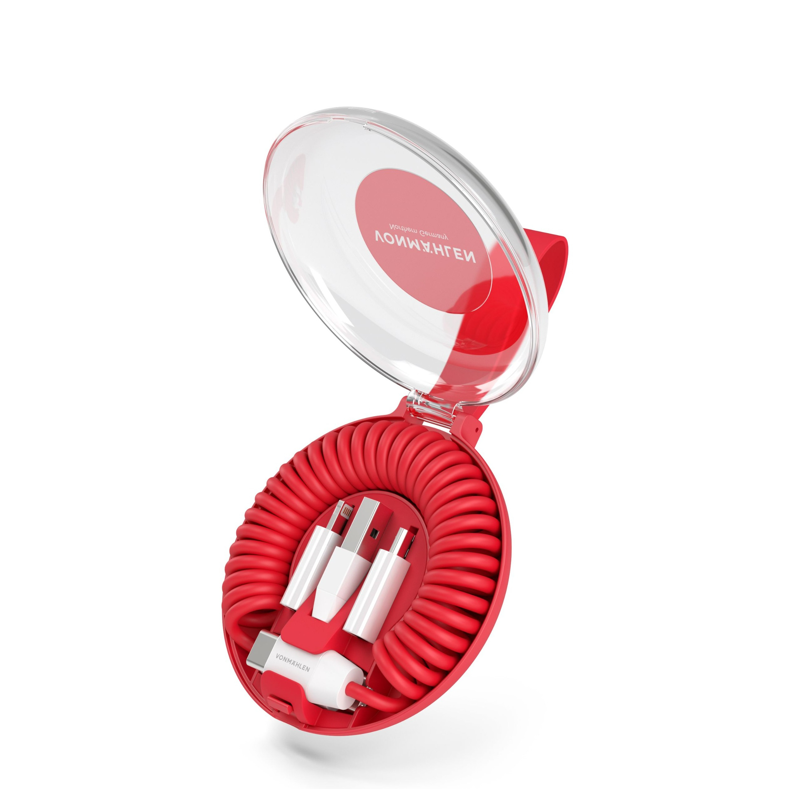 Image of Vonmählen - Allroundo® (75cm) 6in1 USB C / USB A Ladekabel Spiralkabel mit Apple Lightning / Micro USB / USB C - Rot bei Apfelkiste.ch