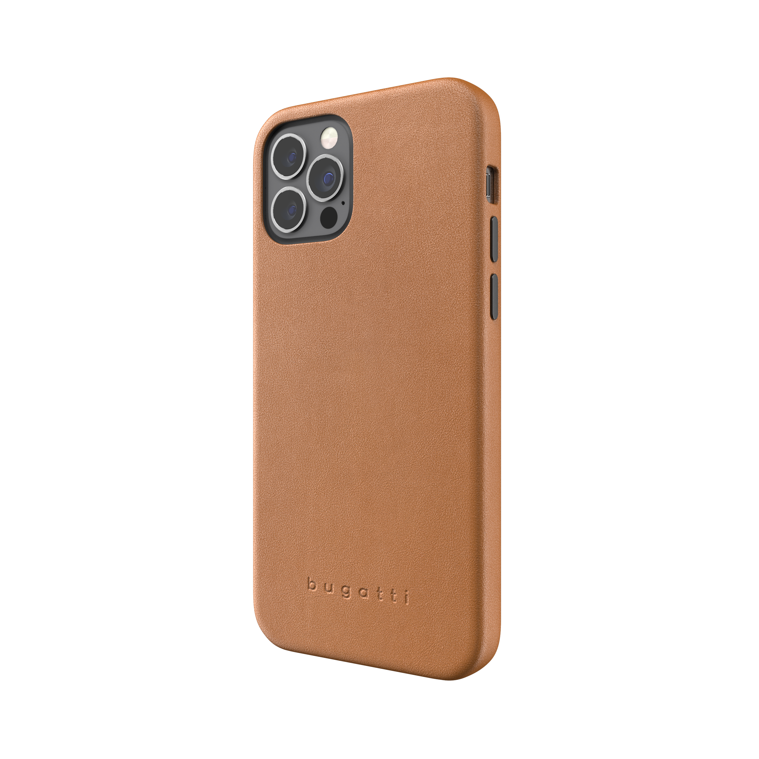 Bugatti iPhone 12 / 12 Pro Echtleder Hlle Cognac