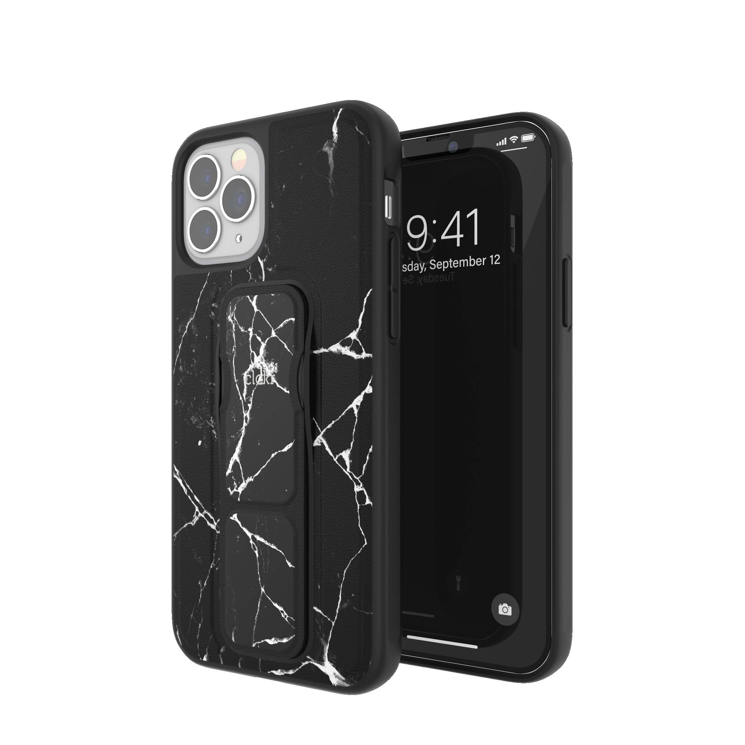 Image of Clckr - iPhone 12 / iPhone 12 Pro Antibakterielle Hardcase Leder Hülle Gripcase Marble (41859) - Schwarz bei Apfelkiste.ch