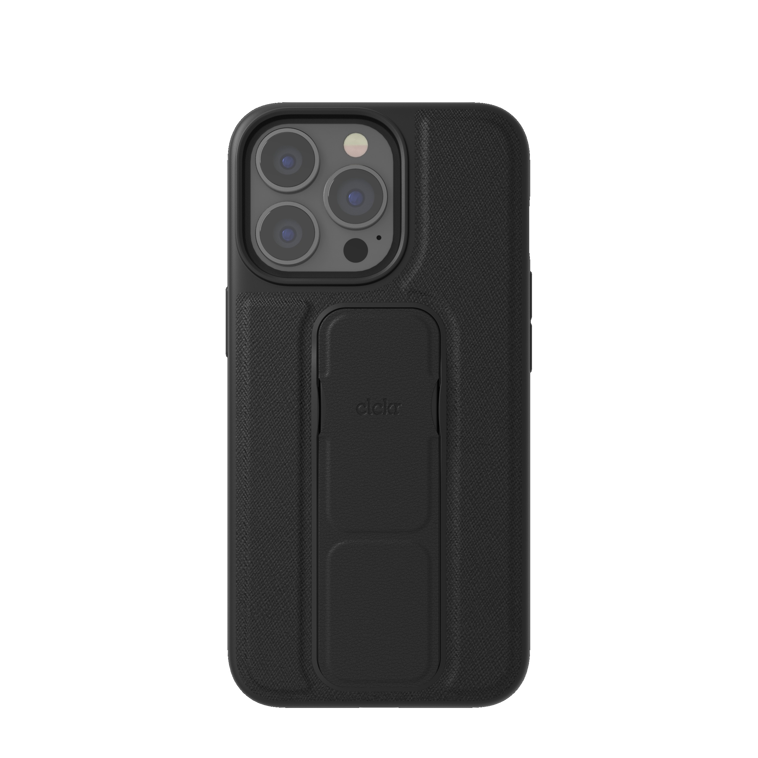 Image of Clckr - iPhone 13 / iPhone 13 Pro Antibakterielle Hardcase Leder Hülle Gripcase Saffiano (47448) - Schwarz bei Apfelkiste.ch