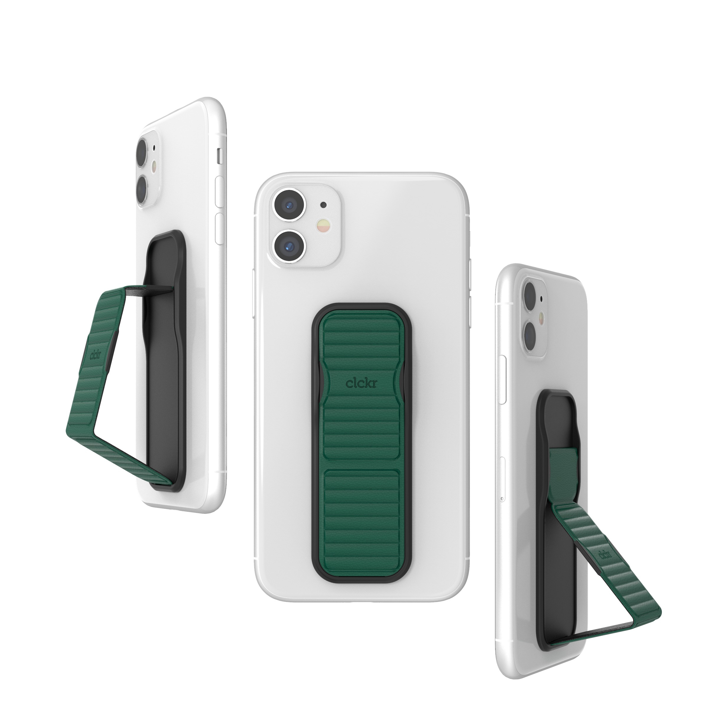Image of Clckr - Universal Antibakterielle Finger Griff Halterung mit Aufsteller für Smartphones / Tablets (44151) - Pebbled Lines (Grün) bei Apfelkiste.ch