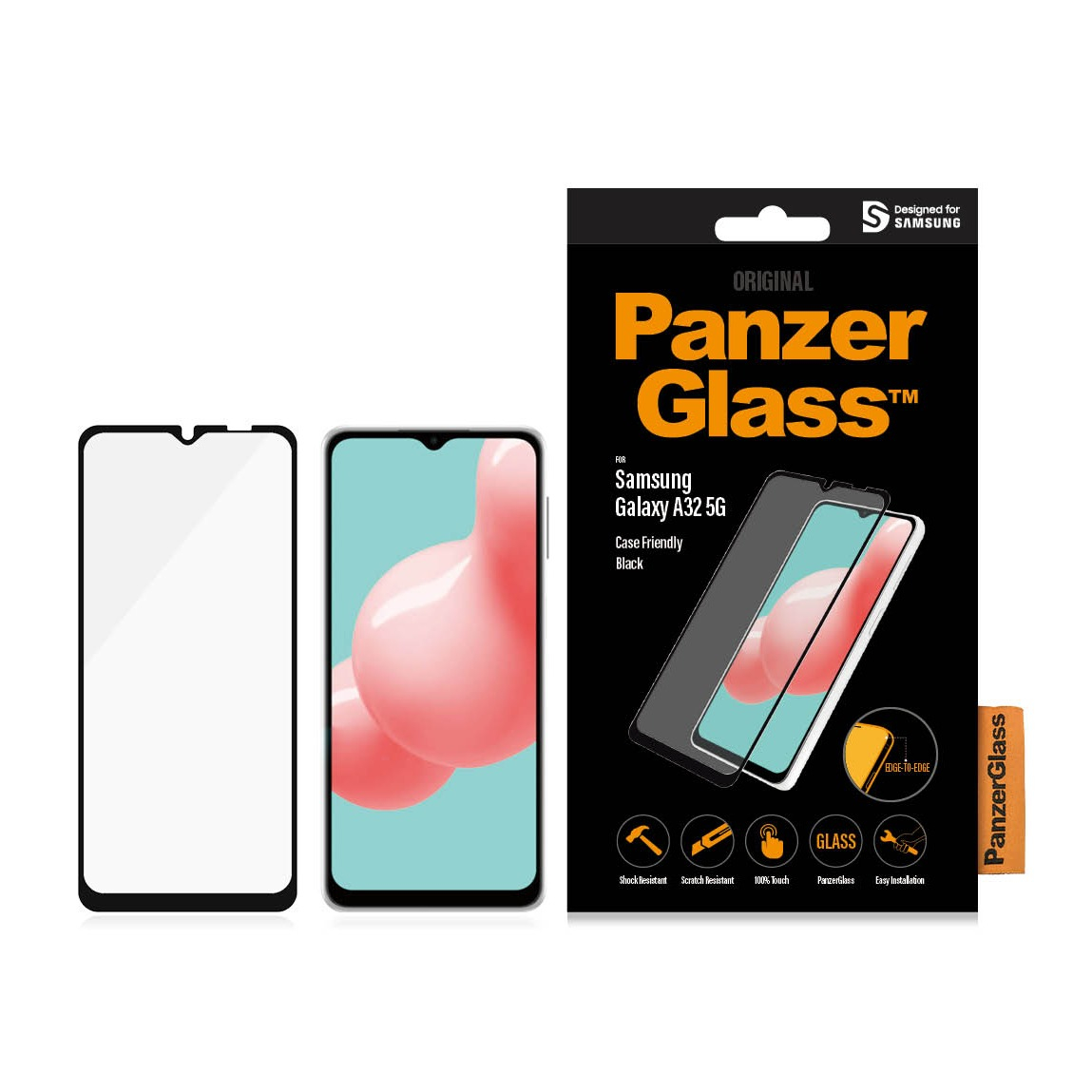 Image of PanzerGlass - Samsung Galaxy A32 5G Panzer Glas Display Case Friendly mit Rahmen (7252) - Schwarz bei Apfelkiste.ch