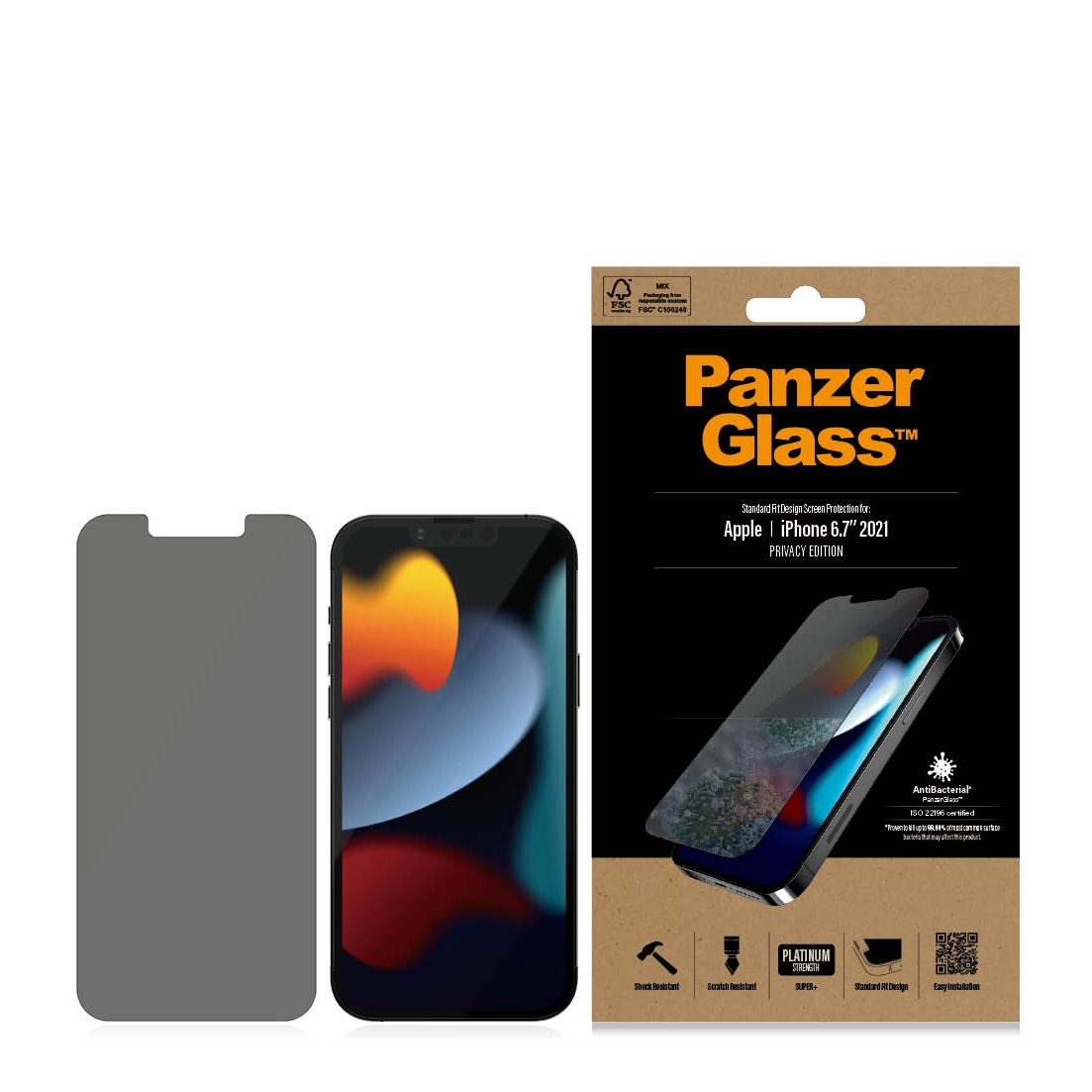 Image of PanzerGlass - iPhone 13 Pro Max Antibakterielle Privacy Panzer Glas Display Case Friendly 0.3mm (P2743) bei Apfelkiste.ch