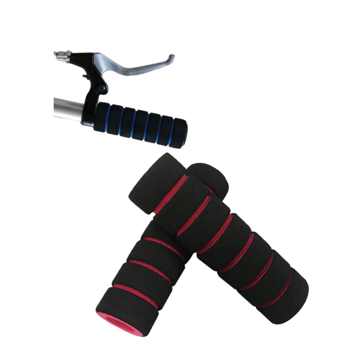 Image of (2er Set) Rutschfester Fahrrad Lenker Griff Mountainbike Schaumstoff - Schwarz / Rot bei Apfelkiste.ch
