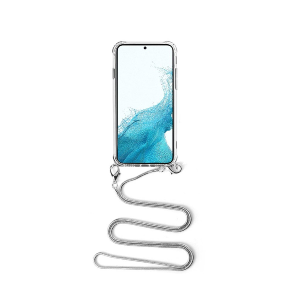 Image of Apfelkiste © - Samsung Galaxy S22 5G Necklace Gummi Hülle Air Cushion Fallschutz + Schlangenkette (1.2m) - Silber bei Apfelkiste.ch