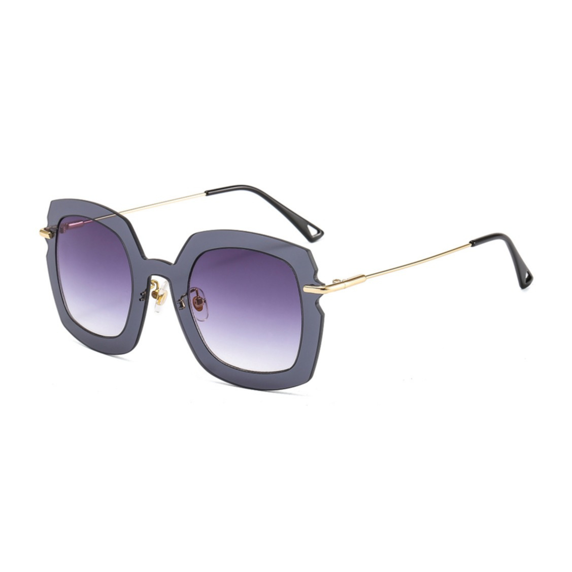 Image of UV400 70er Jahre Retro Sonnenbrille für Frauen - Schwarz / Gold (Eckig) bei Apfelkiste.ch