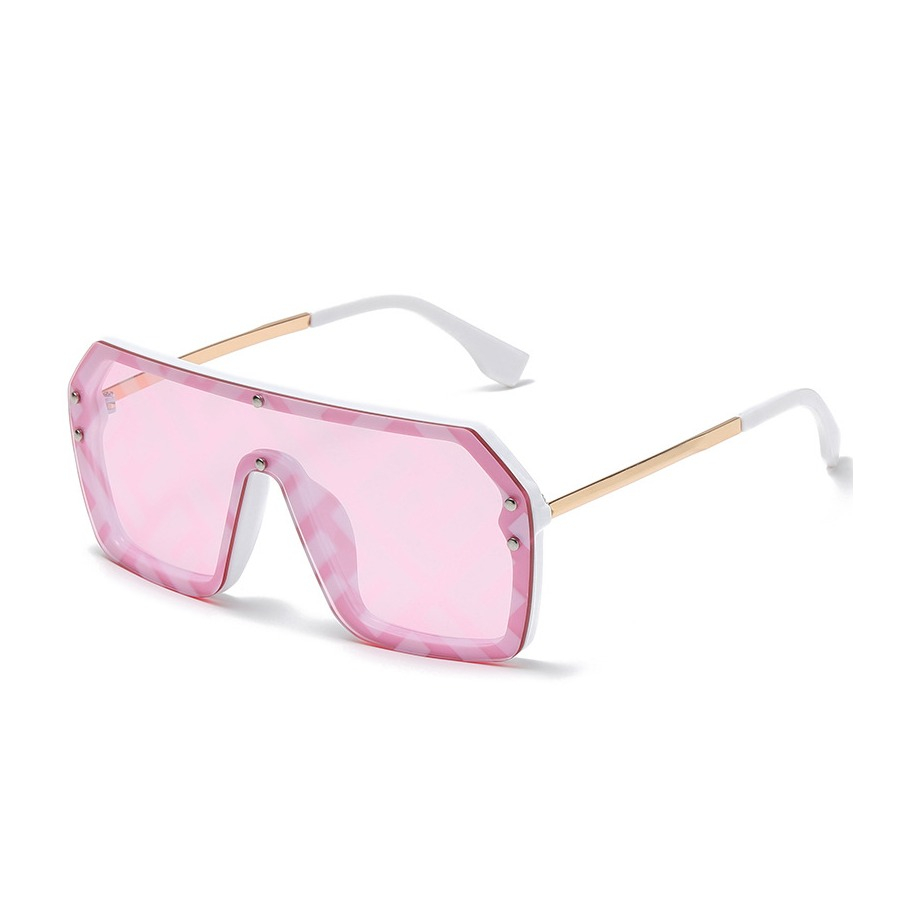 Image of UV400 Sonnenbrille Retro Mono für Männer + Frauen - Rosa / Weiss (Eckig) bei Apfelkiste.ch