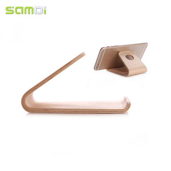 Echt Holz Ständer / Halterung für Smartphone / Tablet - Braun