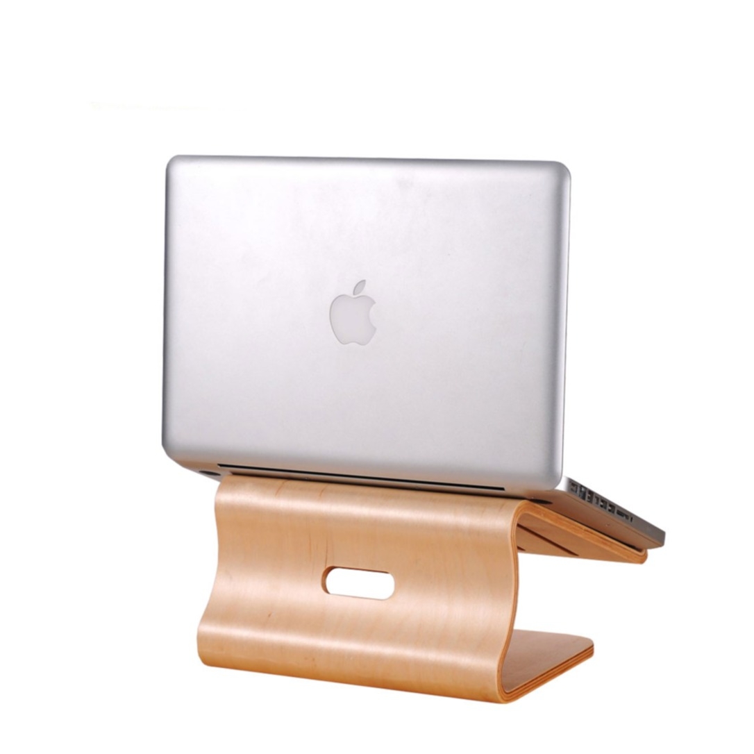 Image of Samdi - Echt Holz Laptop Ständer Halter für MacBook Pro 15" / MacBook Air 13" - Hellbraun bei Apfelkiste.ch