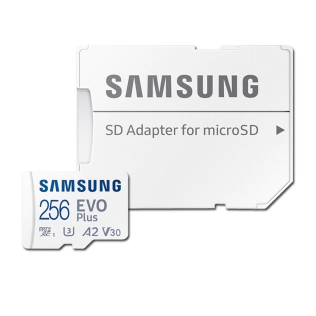 Image of Samsung - 256GB EVO Plus Micro-SDXC TransFlash Speicherkarte 130MB/s UHS-I U3 A2 V30 + SD Adapter bei Apfelkiste.ch