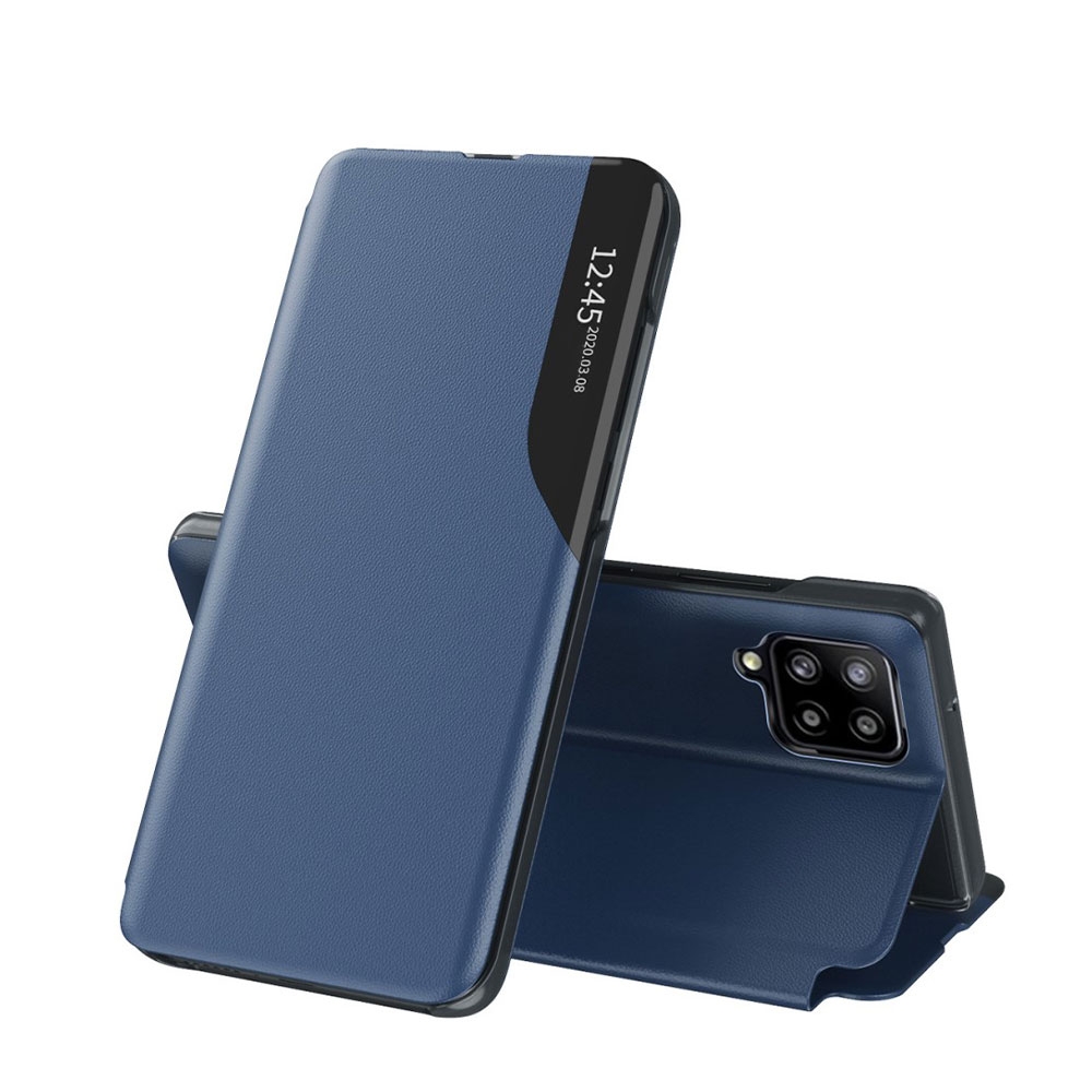 Image of Samsung Galaxy A12 Leder Hülle Small Window View Flip Case - Dunkelblau bei Apfelkiste.ch
