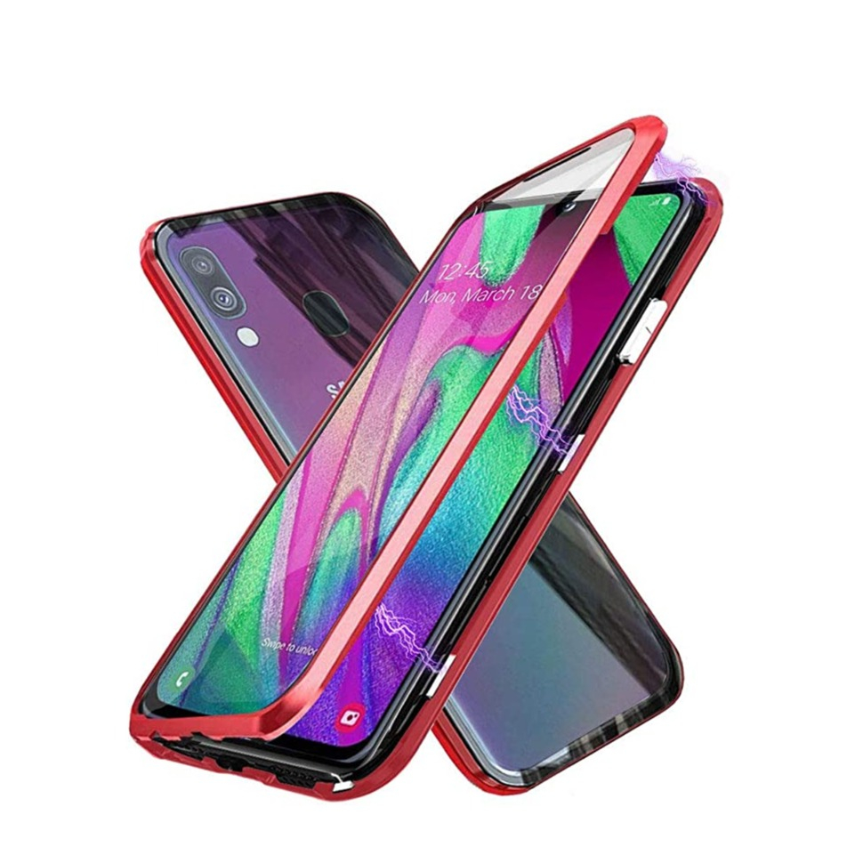 Image of Samsung Galaxy A40 Magnetische Alu Schutzhülle mit Panzer Glas Backcover + Displayschutz (Magnet-Technologie) - Rot bei Apfelkiste.ch