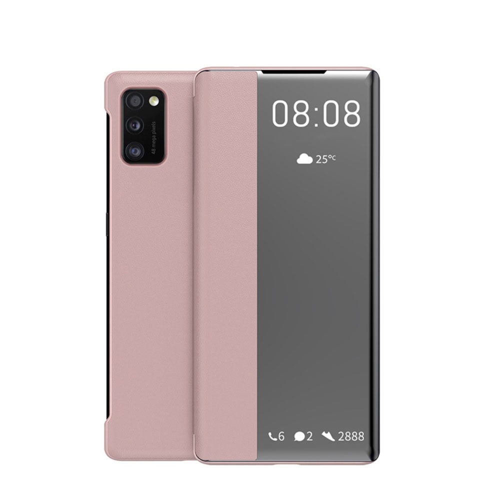 Image of Samsung Galaxy A41 Leder Hülle Window View Flip Case - Rosa bei Apfelkiste.ch
