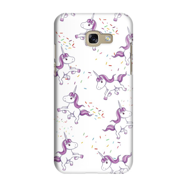 Samsung Galaxy A5 (2017) Hardcase Schutzhülle Süsse Einhörner - Weiss / Lila
