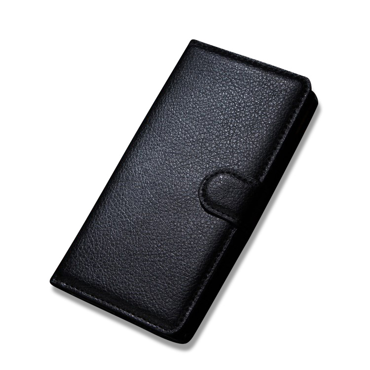 Samsung Galaxy A5 (Modell 2015) Leder Tasche Hülle mit Kartenetui - Schwarz