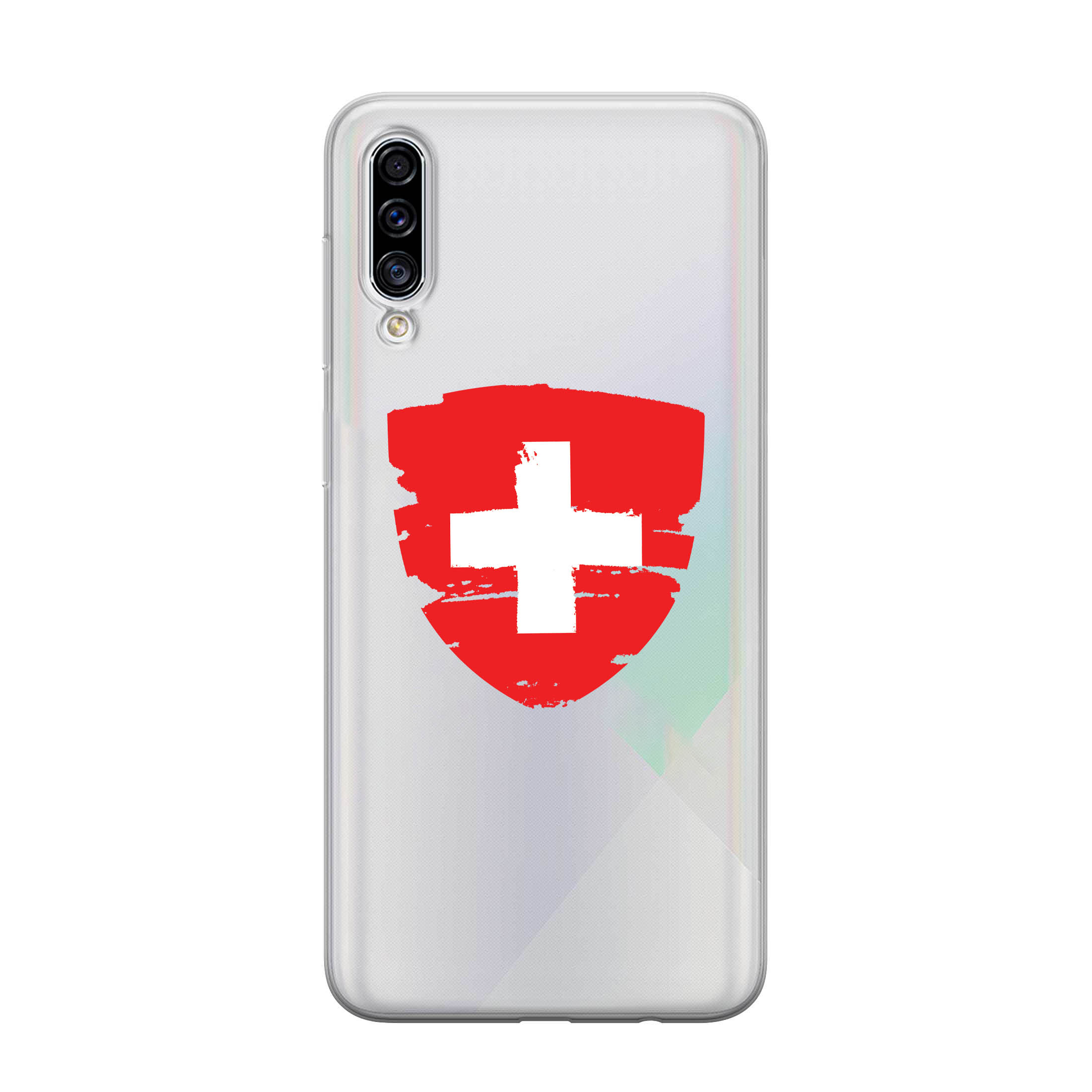 Image of Samsung Galaxy A50 / A30s Gummi Schutzhülle Schweizer Kreuz Vintage - Transparent / Rot bei Apfelkiste.ch